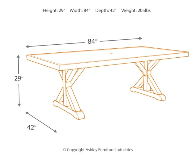 Beachcroft RECT Dining Table w/UMB OPT