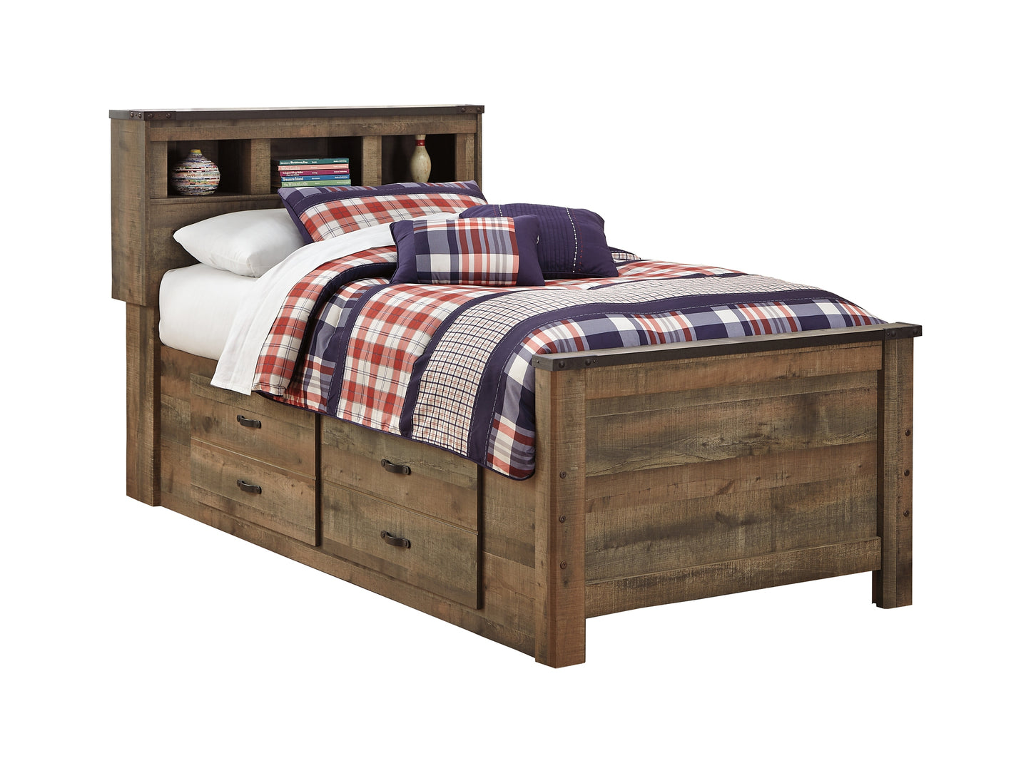 Trinell  Bookcase Bed With 2 Storage Drawers