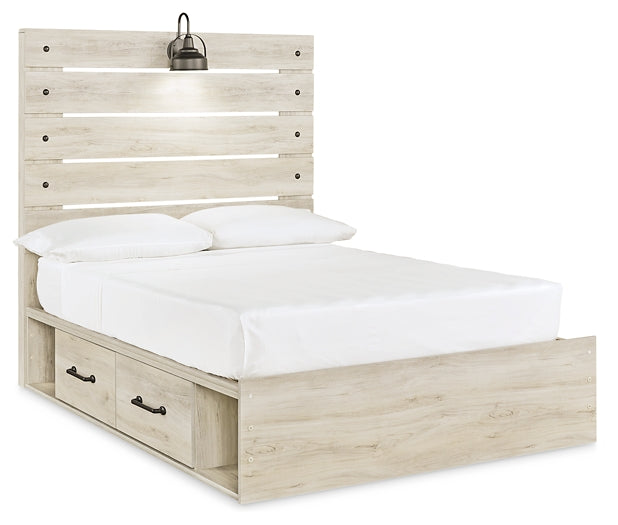 Cambeck  Panel Bed With 2 Storage Drawers With Mirrored Dresser, Chest And Nightstand