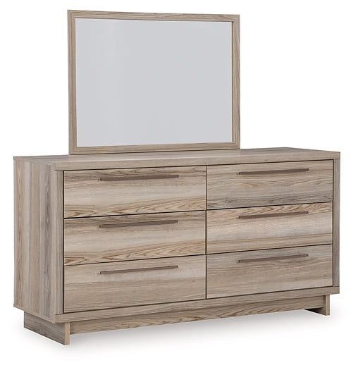 Hasbrick Queen Panel Bed with Mirrored Dresser, Chest and 2 Nightstands