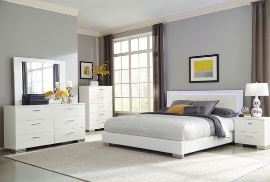 Felicity 5-piece Eastern King Bedroom Set White High Gloss