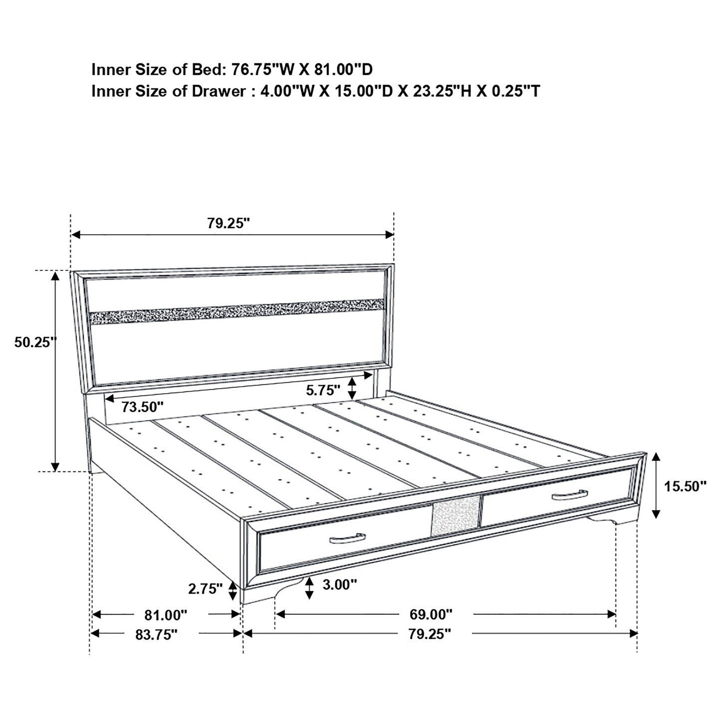 Miranda 4-piece Eastern King Bedroom Set White