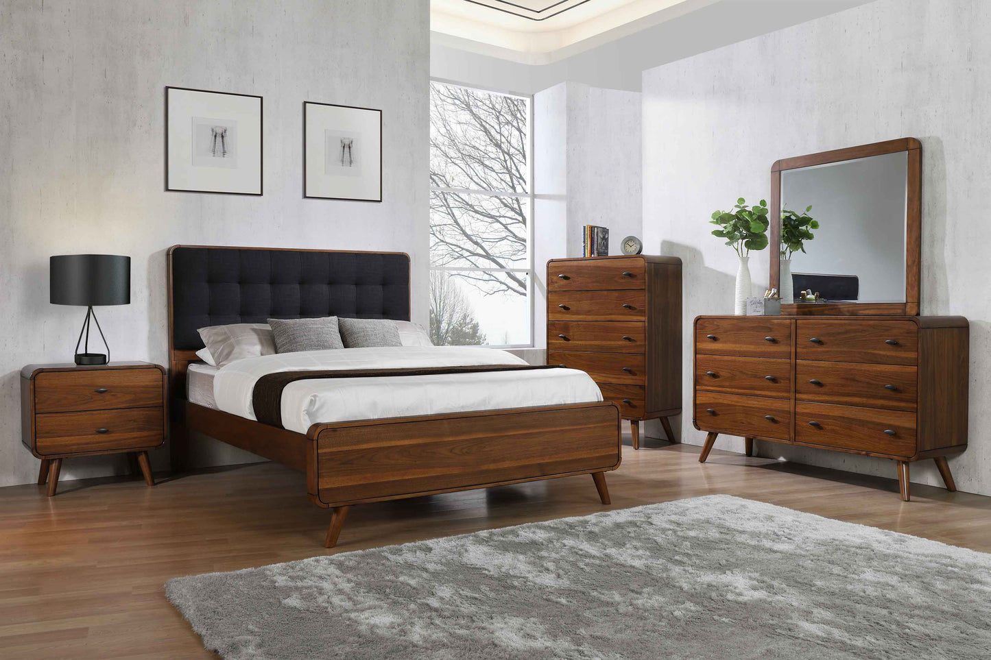 Robyn Wood California King Platform Bed Dark Walnut