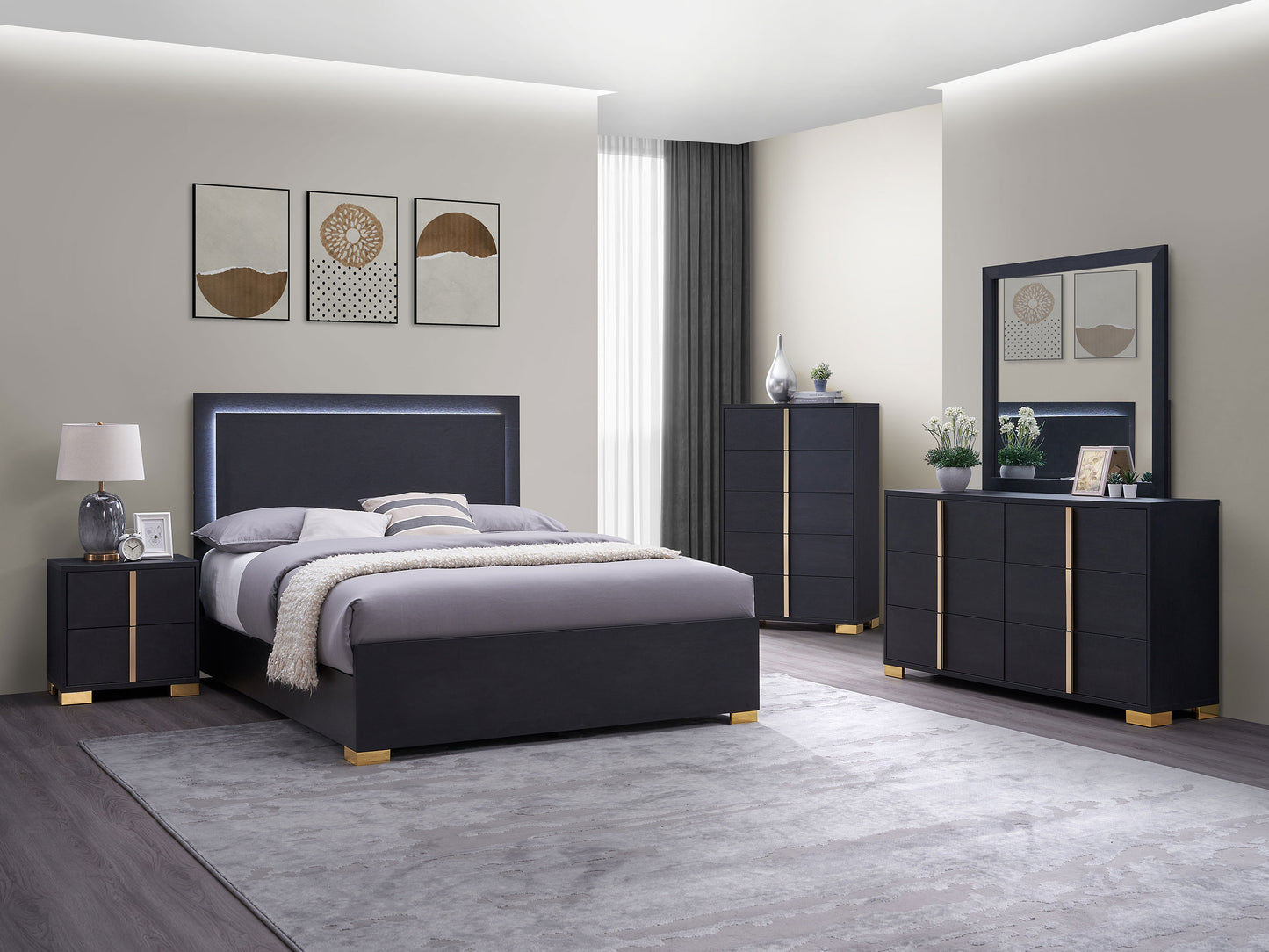 Marceline 5-piece Full Bedroom Set Black