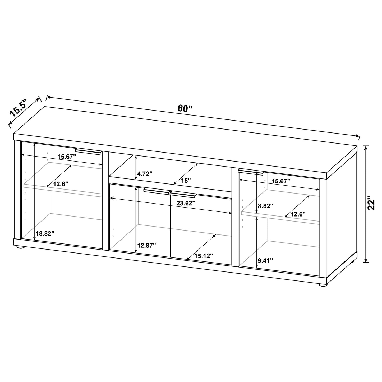 Tabby 4-door Engineered Wood 60" TV Stand Mango