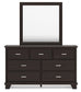 Covetown California King Panel Bed with Mirrored Dresser