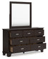 Covetown Queen Panel Bed with Mirrored Dresser