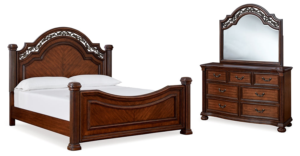 Lavinton King Poster Bed with Mirrored Dresser