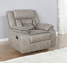 Load image into Gallery viewer, Greer Upholstered Swivel Glider Recliner Chair Taupe
