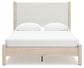 Cadmori Queen Upholstered Panel Bed with Mirrored Dresser