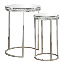 Load image into Gallery viewer, Addison 2-piece Round Mirror Top Nesting Tables Silver
