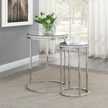 Load image into Gallery viewer, Addison 2-piece Round Mirror Top Nesting Tables Silver

