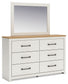 Linnocreek Full Panel Headboard with Mirrored Dresser and Chest