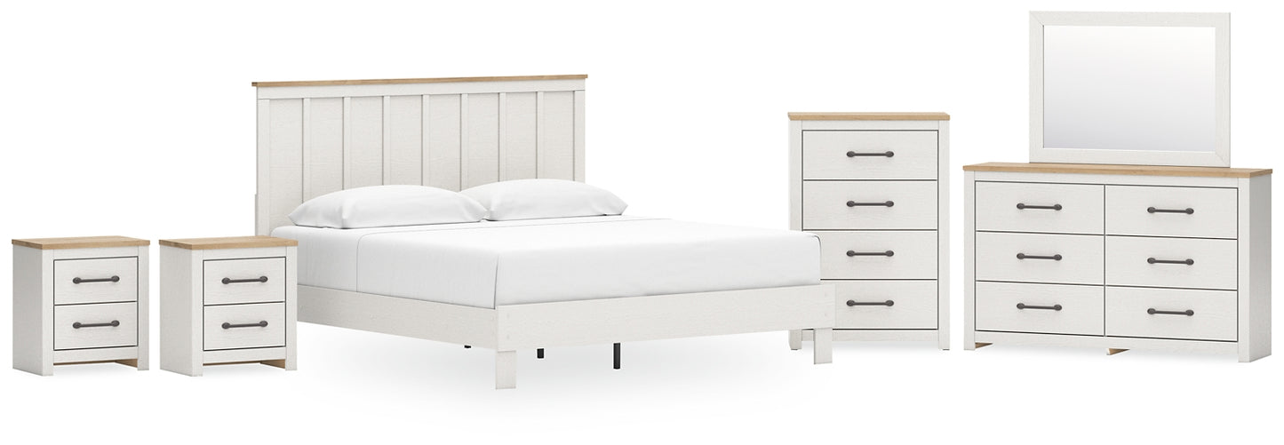 Linnocreek King Panel Bed with Mirrored Dresser, Chest and 2 Nightstands