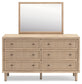 Cielden King Panel Bed with Mirrored Dresser and Chest