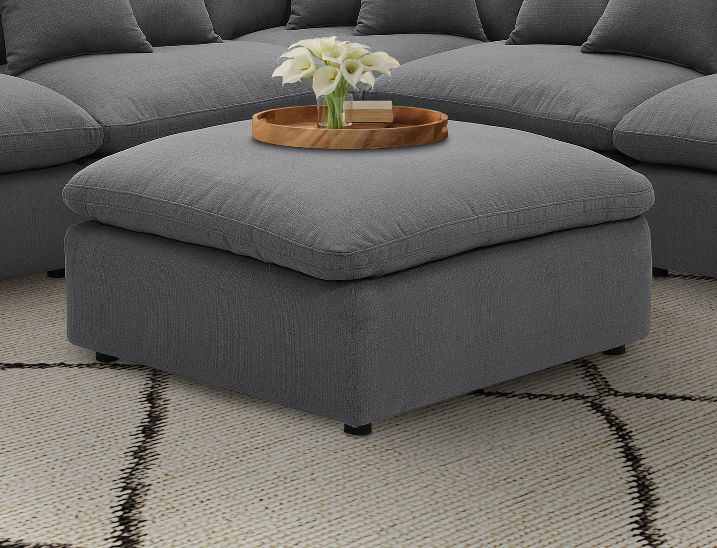 Hobson Square Upholstered Ottoman Charcoal