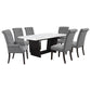 Sherry 7-piece Rectangular Marble Top Dining Table Set Grey