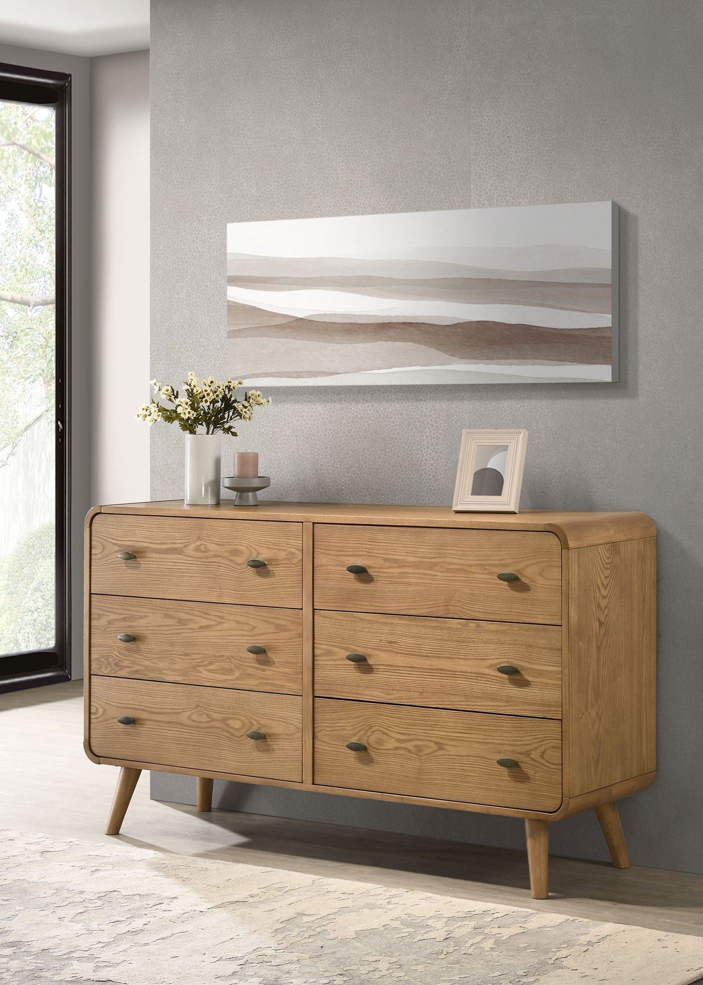 Robyn 6-drawer Bedroom Dresser Light Ash