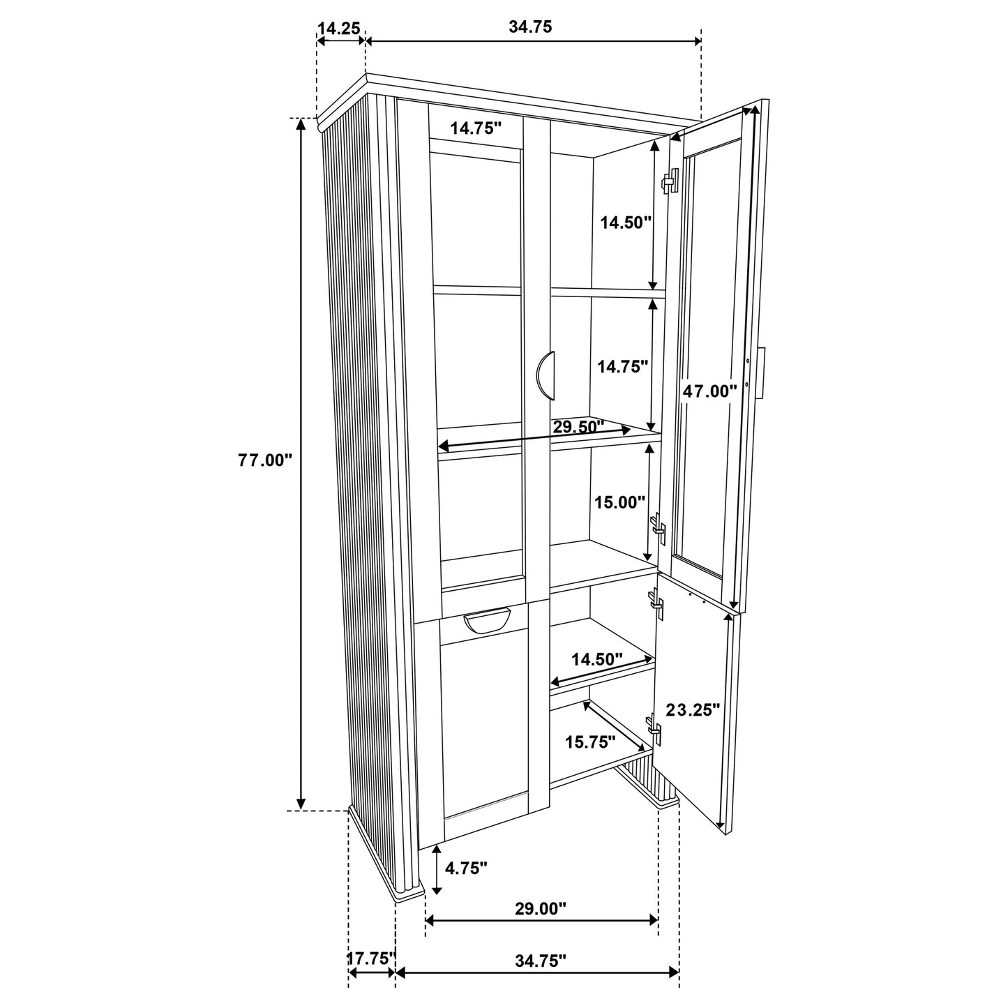 Adina 77-inch Tall Display Cabinet Distressed Light Brown