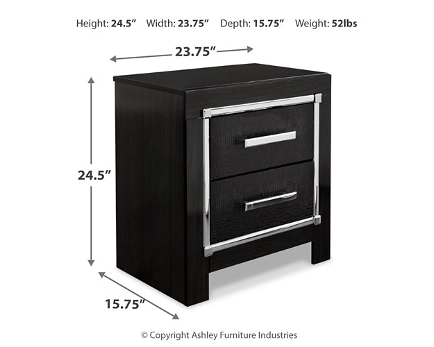 Kaydell King Upholstered Panel Headboard with Mirrored Dresser and 2 Nightstands