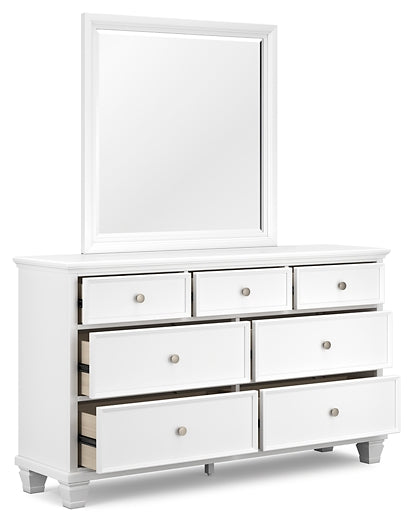 Fortman King Panel Bed with Mirrored Dresser