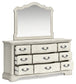 Arlendyne California King Upholstered Bed with Mirrored Dresser and Chest