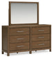 Cabalynn Queen Panel Bed with Storage with Mirrored Dresser, Chest and 2 Nightstands