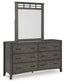 Montillan Queen Panel Bed with Mirrored Dresser and Nightstand