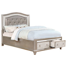 Load image into Gallery viewer, Bling Game Wood Queen Storage Panel Bed Metallic Platinum
