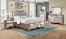 Load image into Gallery viewer, Bling Game Wood Queen Storage Panel Bed Metallic Platinum
