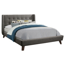 Load image into Gallery viewer, Carrington Upholstered Queen Wingback Bed Grey
