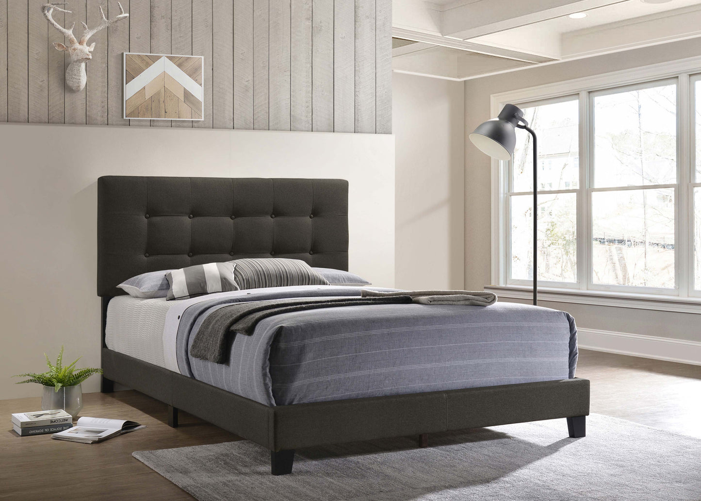 Mapes Upholstered Full Panel Bed Charcoal