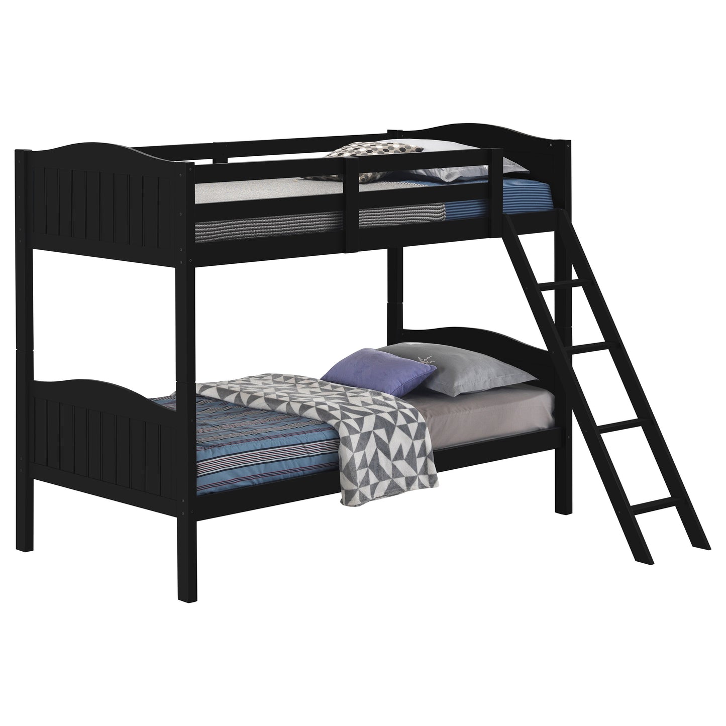 Arlo Wood Twin Over Twin Bunk Bed Black