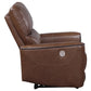 Greenfield Upholstered Power Recliner Chair Saddle Brown