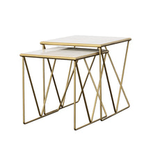 Load image into Gallery viewer, Bette 2-piece Marble Top Nesting Table Set White and Gold
