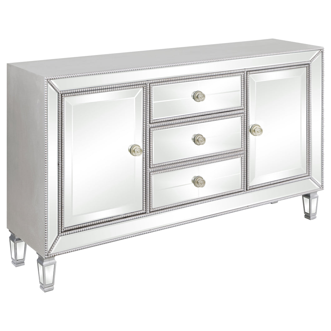 Leticia 3-drawer Mirrored Storage Accent Cabinet Silver